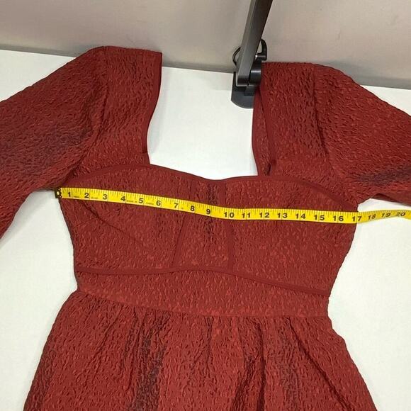 NWT | Jonathan Simkhai | Arya Matelasse Effect Peplum Blouse | Brick | Size 6 - Picture 11 of 16